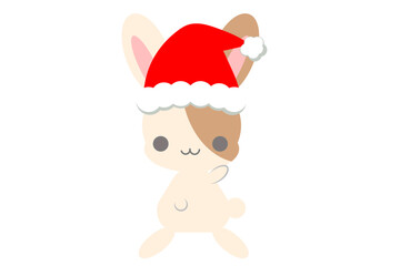 サンタの帽子をかぶったうさぎ ベクター　eps
