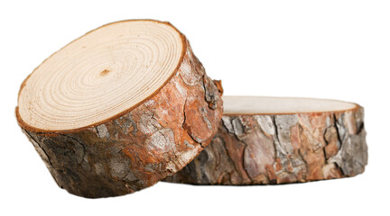 Large circular piece of wood cross-section with colored tree ring