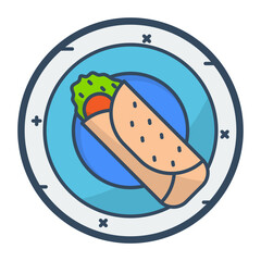 Durum or durme concept, Burrito or Gyro vector color icon design, Republic of Turkiye symbol, Turkey culture sign, Turkish traditions Elements stock illustration 