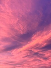 pink purple sunset sky with clouds