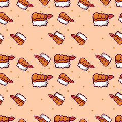 shrimp Sushi Seamless Pattern Background