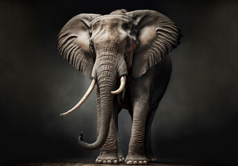 Fototapeta na wymiar Portrait of an elephant. Generative AI illustration in the style of a studio shot.