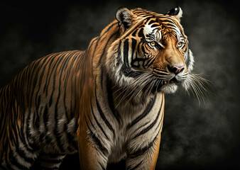Fototapeta na wymiar Portrait of a tiger. Generative AI illustration in the style of a studio portrait shot.