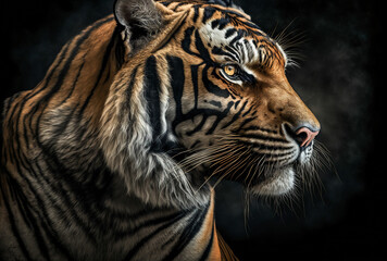 Fototapeta na wymiar Portrait of a tiger. Generative AI illustration in the style of a studio portrait shot.