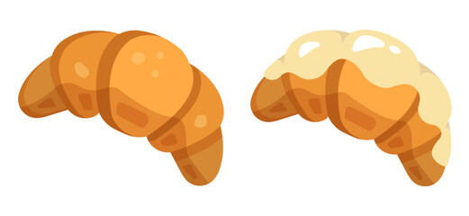 Croissant and pastry vector set illustration in graphic style. Bakery shop. Croissant. Fresh baking, for menu, cafe, bakery, logo, color and black and white illustration. delicious bread croissant bak