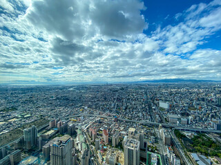 Fototapeta premium 外構人観光客が戻ってきた、大阪の空撮風景