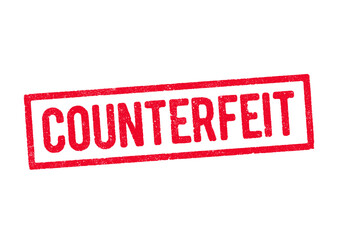 Vector illustration of the word Counterfeit in red ink stamp
