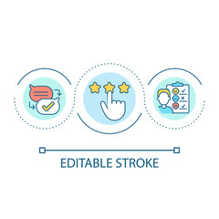Customer service survey loop concept icon. Marketing communication abstract idea thin line illustration. Measuring client satisfaction. Isolated outline drawing. Editable stroke. Arial font used