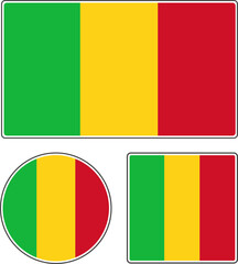 National flag of Mali. Green yellow red vector illustration.
