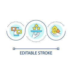 Increase sales with positive feedback loop concept icon. Satisfied customer comments. Generate revenue abstract idea thin line illustration. Isolated outline drawing. Editable stroke. Arial font used