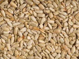 The texture of peeled sunflower seeds. Close