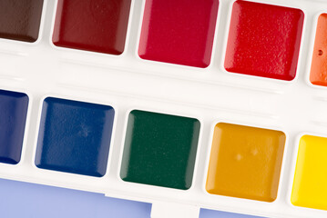 Paints for drawing closeup. View from above