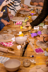 Ceramics workshop. People working with ceramics in a workshop.