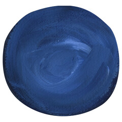 Abstract design blue elements acrylic on white background. Indigo Modern art