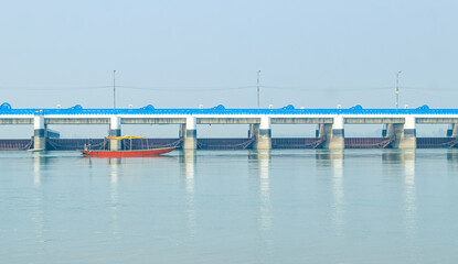 Beautiful landscape view of Teesta Barrage, one of the most scenic places in Bangladesh. Bangladesh tourism. Teesta Barrage, West Bengal's multipurpose water taming project on Teesta.