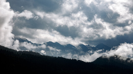 Magnificent mountains and impressive overcast sky