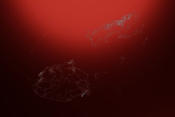 Street map of Fiji engraved on red metal background. Light is coming from top. 3d render, illustration
