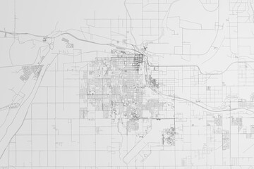 Obraz premium Map of the streets of Yuma (Arizona, USA) on white background. 3d render, illustration
