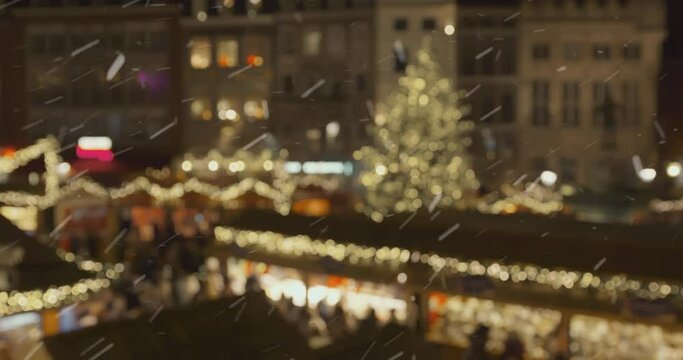Christmas Market Impressions - beautiful Christmas market and snow at night - composite video