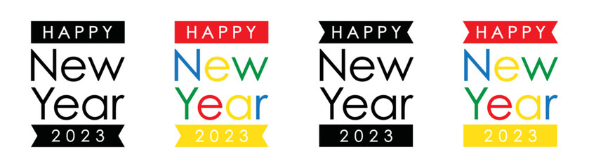 Happy new year 2023 set icon, vector illustration