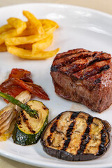Salted beef tenderloin with grilled vegetables