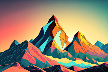 Fototapeta na wymiar landscape with mountains,illustration of mountains,illustration of a landscape