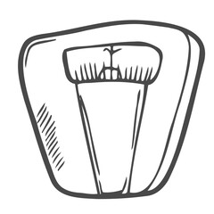 Scales mechanical human weight, doodle vector illustration
