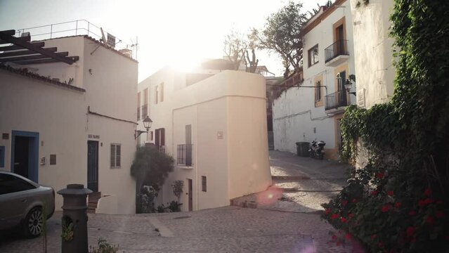 A street corner in the old town of Ibiza, Dalt Vila