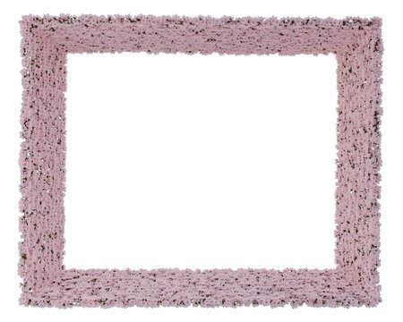 Frame decorated with cherry blossoms flowers isolated against a transparent background. 