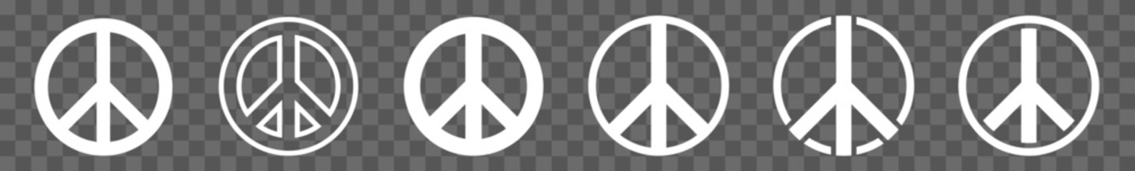 Peace Sign Icon White Set | Peace Vector Illustration Logo | Peace Signs | Isolated Collection