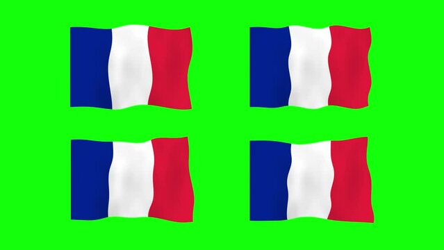 France Waving Flag 2D Animation on Green Screen Background. Looping seamless animation. Motion Graphic