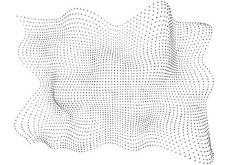 Halftone pattern overlay - 3d abstract shape design element - curved rectangle