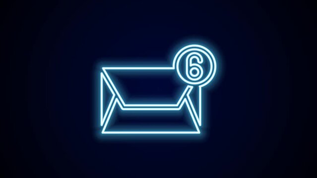 Glowing neon line Mail and e-mail icon isolated on black background. Envelope symbol e-mail. Email message sign. 4K Video motion graphic animation