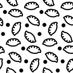 餃子と水玉のシームレスパターンイラスト　背景素材