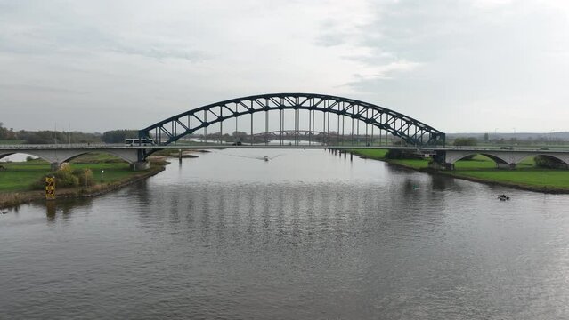 The IJssel Bridge also known as Katerveerbrug connection across the IJssel between Zwolle and Hattem. The Netherlands infrastructure.