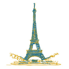 Fototapeta na wymiar Eiffel Tower hand drawing illustration, Paris, France, Europe, tower eiffel 