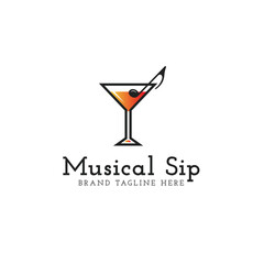 Flat Cocktail Drink logo for Music club Vector Illustration