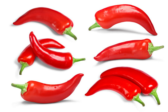 Set of Hungarian Hot Wax or Paprika peppers (Capsicum annuum) isolated png