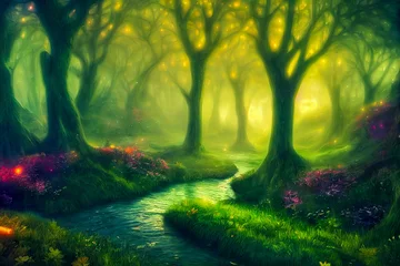 Photo sur Plexiglas Couleur pistache forest in the morning, generative ai illustration