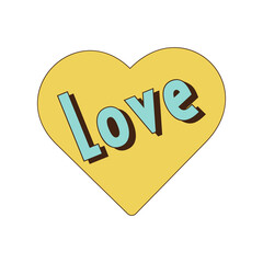 Retro style Valentine's day. Vector illustration of y2k.Groovy retro heart. Valentines day greeting card.Hippie happy heart in retro cartoon style.Valentines Day. Vintage heart.