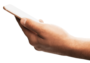 Man hands holds and using a smartphone