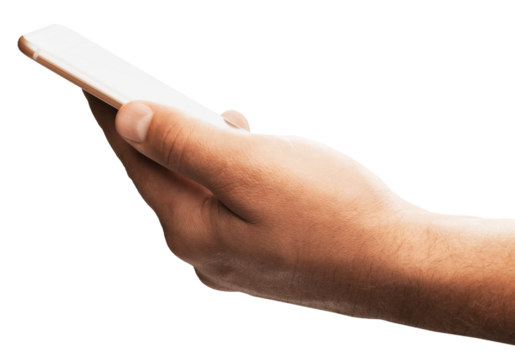 Man hands holds and using a smartphone