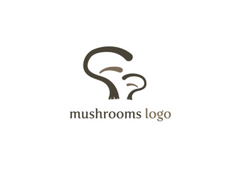 Champignon mushrooms logo concept flat, simple design