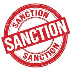SANCTION text written on red round stamp sign