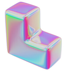 Abstract gradient holographic geometric shape, 3d rendering