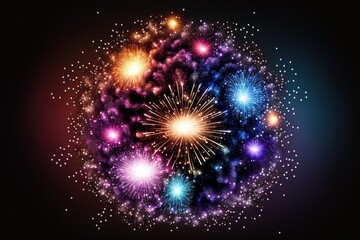 fireworks in the night sky, AI art