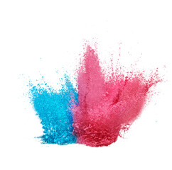 Abstract powder splatted. Colorful powder explosion on white background. Colorful dust explode.