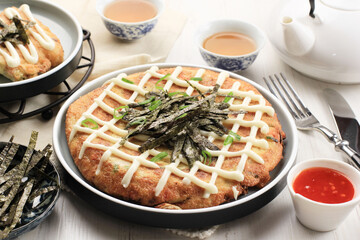Okonomiyaki, Japanese Savory Style Pizza Pancake.