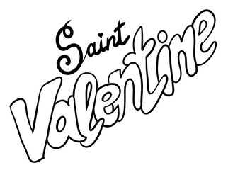 Happy Valentines day decorative lettering text elements composition for poster design, party invitation, advertisement offer, greeting card. Hand drawn illustration with heart.