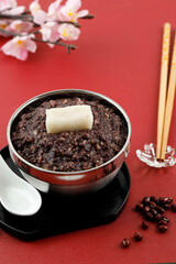 Zenzai, Japanese  Sweet Red Bean Porridge with Rice Cake